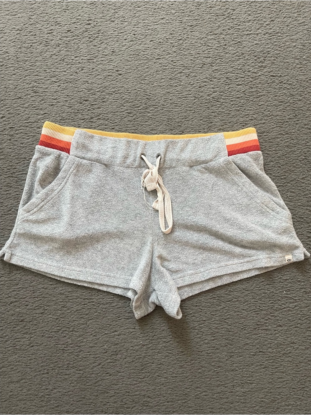 Rip Curl Heather Gray Athletic Shorts with Rainbow Waistband